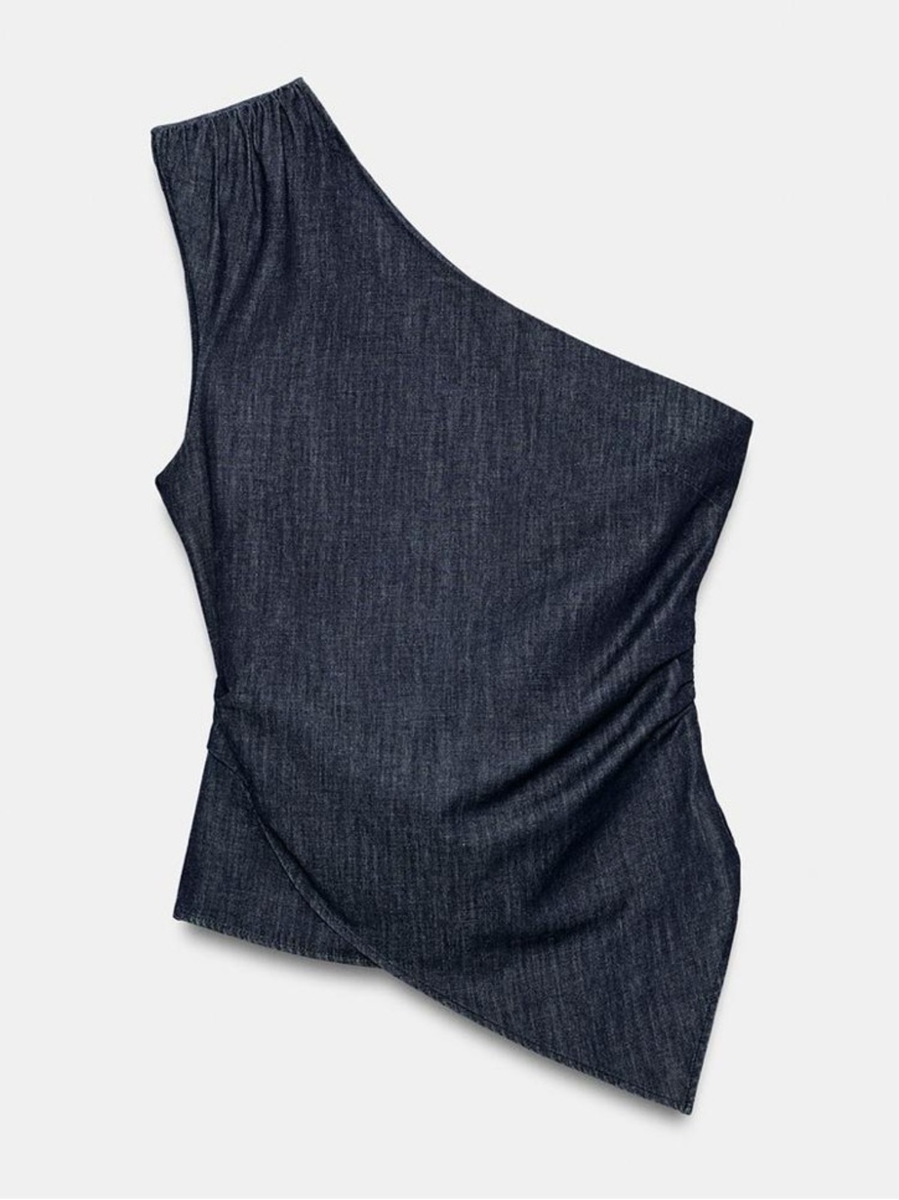 Zara Asymmetric Shoulder Pad Linen Blend Top